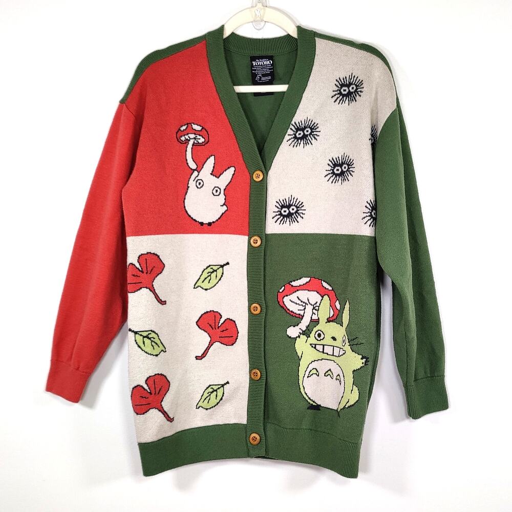 My Neighbor Totoro Cardigan Studio Ghibli Colorblock Knit Sweater Small